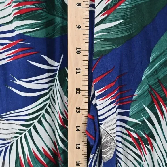 THE SANG Pants Womens Size M Blue Tropical Print High Rise Wide Leg Beach Boho - Picture 12 of 13